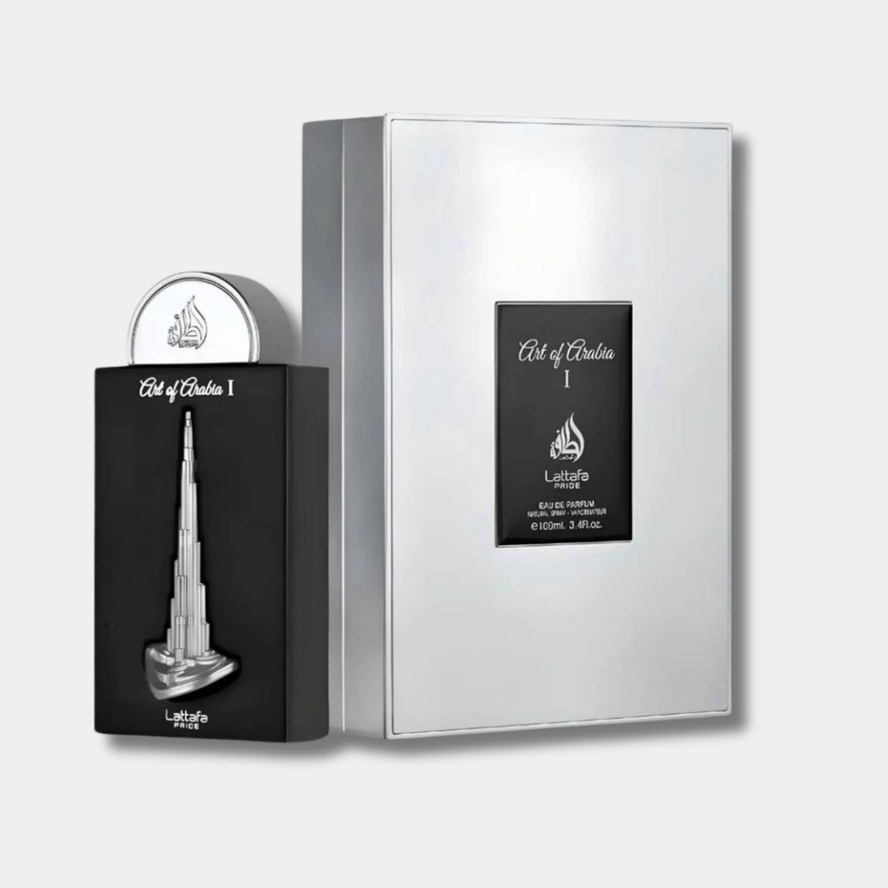 Lattafa Art Of Arabia 1 100ml Eau De Parfum for Men bottle and box